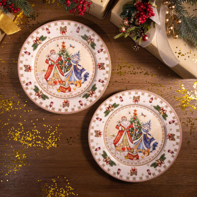 Набор тарелок обеденных "ДЕД МОРОЗ И СНЕГУРОЧКА" 2 шт. 27 см (кор=9наб.) LEFARD 85-1712-1