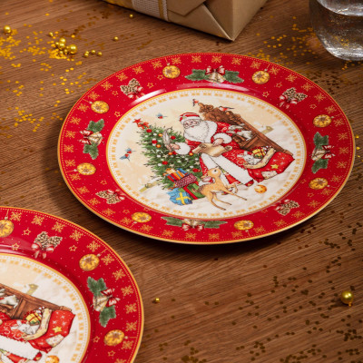 Набор тарелок обеденных "ДЕД МОРОЗ" 2 шт. 27 см красный (кор=9наб.) LEFARD 85-1719-1-1