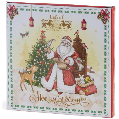 Тарелка закусочная "ДЕД МОРОЗ" 20,5 см красная (кор=18шт.) LEFARD 85-1720-4