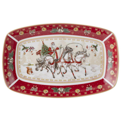 Блюдо "ТРОЙКА" прямоуг. 25*16*3 см красное (кор=12шт.) LEFARD 85-1726-11