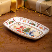 Блюдо "ДЕД МОРОЗ И СНЕГУРОЧКА" прямоуг. 25*16*3 см (кор=12шт.) LEFARD 85-1729
