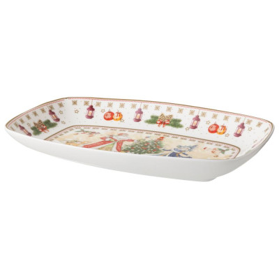 Блюдо "ДЕД МОРОЗ И СНЕГУРОЧКА" прямоуг. 25*16*3 см (кор=12шт.) LEFARD 85-1729-11-1
