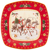 Блюдо "ТРОЙКА" квадратное 25x4,2cm красное (кор=12шт.) LEFARD 85-1733