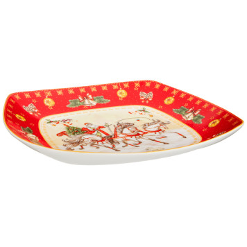 Блюдо "ТРОЙКА" квадратное 25x4,2cm красное (кор=12шт.) LEFARD 85-1733-1