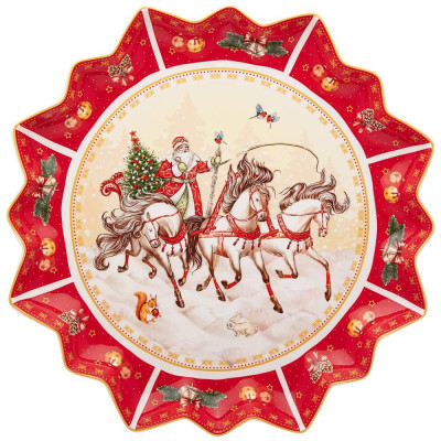 Блюдо "ТРОЙКА" 38 см красное (кор=8шт.) LEFARD 85-1736