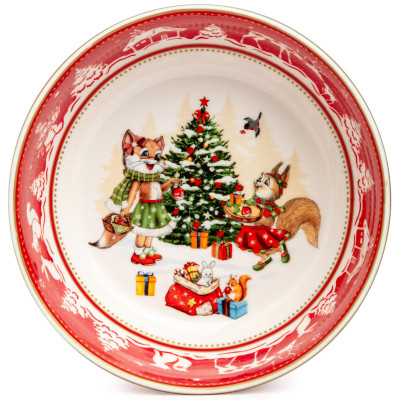 Салатник "ЕЛКА" 15,5*15,5*5 см 600 мл красный (кор=48шт.) LEFARD 85-1762-1-1