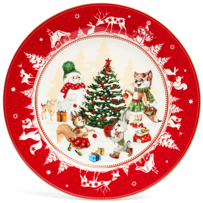 Тарелка закусочная "ЕЛКА" 19 см красная (кор=18шт.) LEFARD 85-1879-1