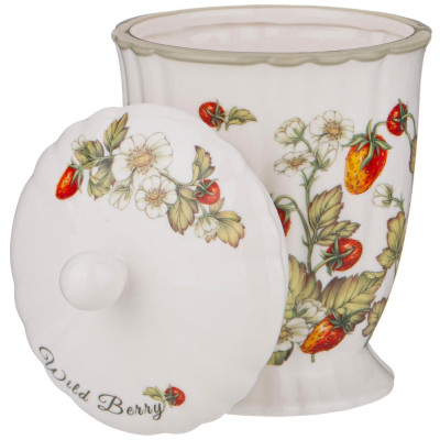Банка с крышкой "STRAWBERRY" 11*16,5 см 600 мл (кор=12шт.) LEFARD 85-1904-2