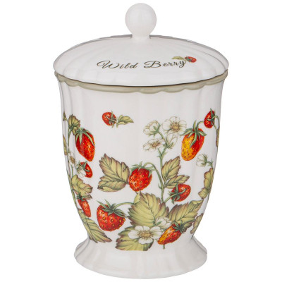 Банка с крышкой "STRAWBERRY" 11*16,5 см 600 мл (кор=12шт.) LEFARD 85-1904