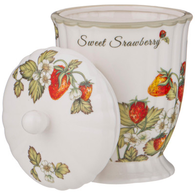 Банка с крышкой "STRAWBERRY" 12*17,5 см 800 мл (кор=12шт.) LEFARD 85-1905-1