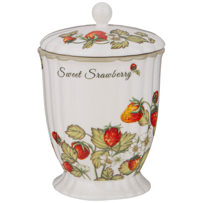 Банка с крышкой "STRAWBERRY" 12*17,5 см 800 мл (кор=12шт.) LEFARD 85-1905