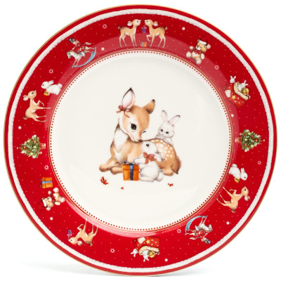 Тарелка закусочная "С НОВЫМ ГОДОМ!" 19 см красная (кор=18шт.) LEFARD 85-1955-1