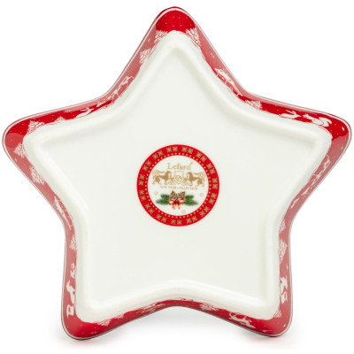 Блюдо "С НОВЫМ ГОДОМ!" в форме звезды 17,5*17,5*3,5 см красное (кор=36шт.) LEFARD 85-1957-1-1