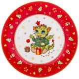 Тарелка закусочная "С НОВЫМ ГОДОМ!" 19 см красная (кор=18шт.) LEFARD 85-1964