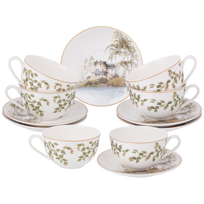 Чайный набор " БЕРЕЗКИ" на 6 пер. 12 пр. 300 мл (кор=6наб.) LEFARD 85-2010