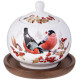Сахарница "ЛЕСНАЯ СКАЗКА" снегири 380 мл на дерев. подставке (кор=36шт.) LEFARD 85-2024