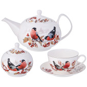 Чайный сервиз "ЛЕСНАЯ СКАЗКА" снегири на 6 пер. 14 пр. 930/380/300 мл (кор=2наб.) LEFARD 85-2025