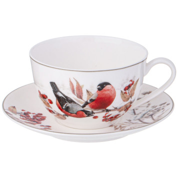 Чайный сервиз "ЛЕСНАЯ СКАЗКА" снегири на 6 пер. 14 пр. 930/380/300 мл (кор=2наб.) LEFARD 85-2025-2