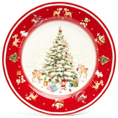 Тарелка закусочная "С НОВЫМ ГОДОМ!" 19 см красная (кор=18шт.) LEFARD 85-2049-1