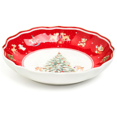 Блюдо "С НОВЫМ ГОДОМ!" 16*3,5 см красное (кор=24шт.) LEFARD 85-2051-1