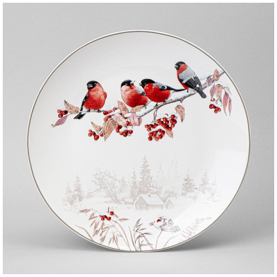 Тарелка обеденная "ЛЕСНАЯ СКАЗКА" снегири 27 см (кор=18шт.) LEFARD 85-2068
