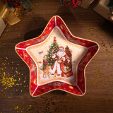 Блюдо-звезда "ДЕД МОРОЗ" 28*28*5 см красное (кор=8шт.) LEFARD 85-2081