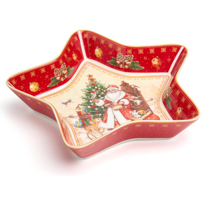 Блюдо-звезда "ДЕД МОРОЗ" 28*28*5 см красное (кор=8шт.) LEFARD 85-2081-1