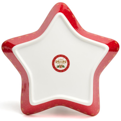 Блюдо-звезда "ДЕД МОРОЗ" 28*28*5 см красное (кор=8шт.) LEFARD 85-2081-3