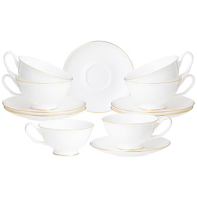 Чайный набор "КЛАССИК БЕЛЫЙ" на 6 пер. 12 пр. 250 мл (кор=8наб) LEFARD 85-832