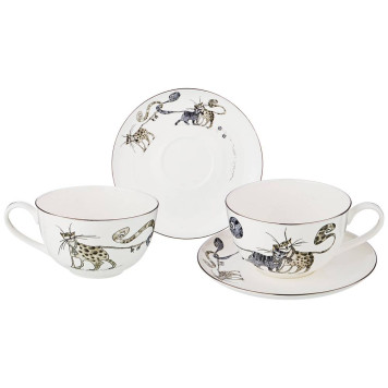 Чайный набор "КОТИКИ" на 2 пер. 4 пр. 300 мл (кор=12наб.) LEFARD 86-2315