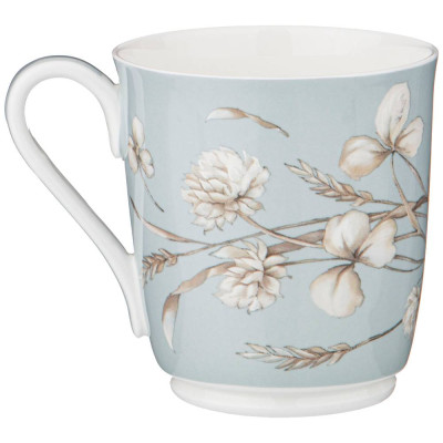 Кружка "БЕЛЫЙ ЦВЕТОК" 320 мл голубая (кор=36шт.) LEFARD 86-2429-1