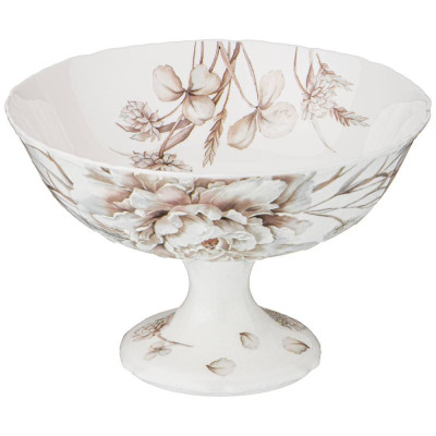 Ваза на ножке "БЕЛЫЙ ЦВЕТОК" 15*11 см (кор=12шт.) LEFARD 86-2437