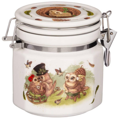 Банка с крышкой "СОВЫ" 11*10 см 500 мл (кор=18шт.) LEFARD 86-2459-1