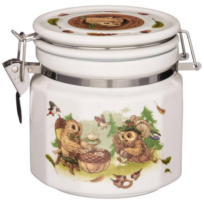 Банка с крышкой "СОВЫ" 11*10 см 500 мл (кор=18шт.) LEFARD 86-2459