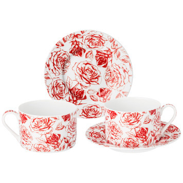 Чайный набор "ROSES" на 2 пер. 4 пр. 200 мл (кор=18наб.) LEFARD 86-2565