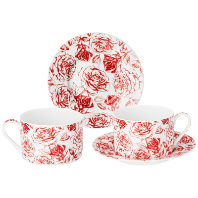 Чайный набор "ROSES" на 2 пер. 4 пр. 200 мл (кор=18наб.) LEFARD 86-2565