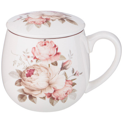 Кружка заварочная МЭРИБЕЛЬ с металл. ситом и фарфор. крышкой 420 мл LEFARD 87-284