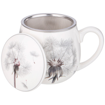 Кружка заварочная DANDELION с металл. ситом и фарфор. крышкой 420 мл LEFARD 87-285-1