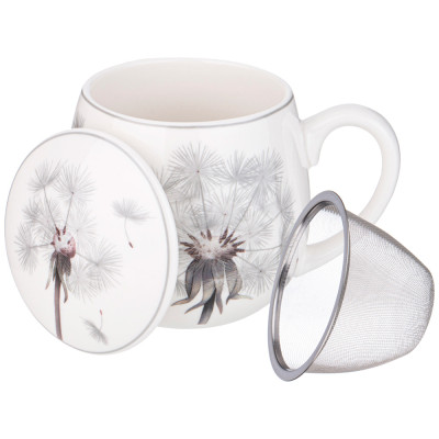 Кружка заварочная DANDELION с металл. ситом и фарфор. крышкой 420 мл LEFARD 87-285-2