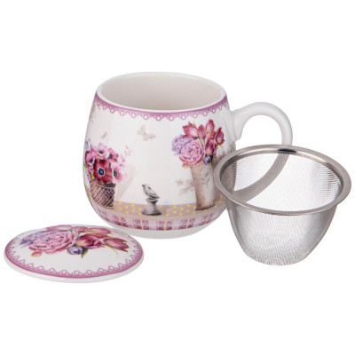 Кружка заварочная с металл. ситом и фарфор. крышкой ТЮЛЬПАНЫ 420 мл LEFARD 87-331-2