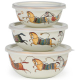 Набор мисок эмалирован. с пластик.крышками, серия PASSAGE, 6пр. 14/16/18см, 0, 6/0, 9/1, 3л LEFARD 950-655