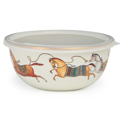 Набор мисок эмалирован. с пластик.крышками, серия PASSAGE, 6пр. 14/16/18см, 0, 6/0, 9/1, 3л LEFARD 950-655-1