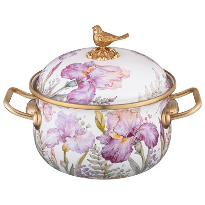 Кастрюля эмалированная с крышкой, серия IRISES, 2,1л, диа.16см подходит для инд. плит LEFARD 950-751