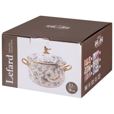 Кастрюля эмалированная с крышкой серия ФЛАНДРИЯ, 2,1л, диа.16см LEFARD 950-766-1