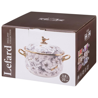 Кастрюля эмалированная с крышкой, серия ФЛАНДРИЯ, 3,8л, диа.20см LEFARD 950-768-1