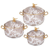Набор кастрюль эмалированных серия ROYAL GARDEN, 6пр. 2,1л, 2,8л и 3,8л LEFARD 950-776