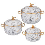 Набор кастрюль эмалированных серия яблоневый сад, 6пр. 2,1л, 2,8л и 3,8л LEFARD 950-777