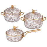 Набор посуды серия ROYAL GARDEN 6пр: кастрюли 2,1л+2,8л (16+18см) и ковш 0,9л (14 см) LEFARD 950-779