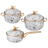 Набор посуды серия яблоневый сад 6пр: кастрюли 2,1л+2,8л (16+18см) и ковш 0,9л (14 см) LEFARD 950-780