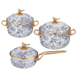 Набор посуды серия ROYAL GARDEN 6пр: кастрюли 2,1л+2,8л (16+18см) и ковш 0,9л (14 см) LEFARD 950-781